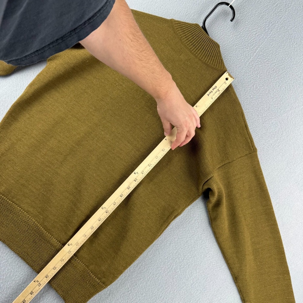 Anatomica Sweater Mens Medium Olive Military Wool Mock Neck Made in Japan - Picture 9 of 11